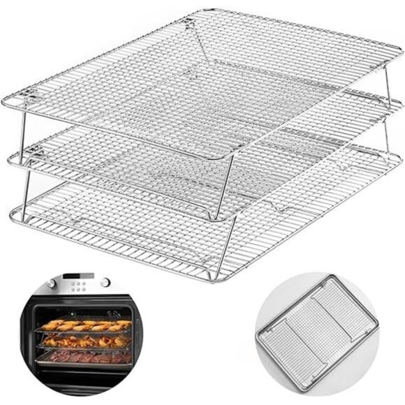 HIWARE Stainless Steel Stackable Cooling Rack for Baking, 3 Tier 12”x - Picture 8 of 8